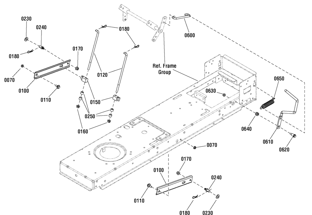 Lift Group Diagram and Parts List for 2690992-ELB125380 2011 Briggs and Stratton Lawn Tractor